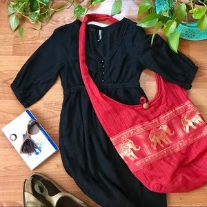 Black Babydoll Boho Old Navy Dress with Pockets